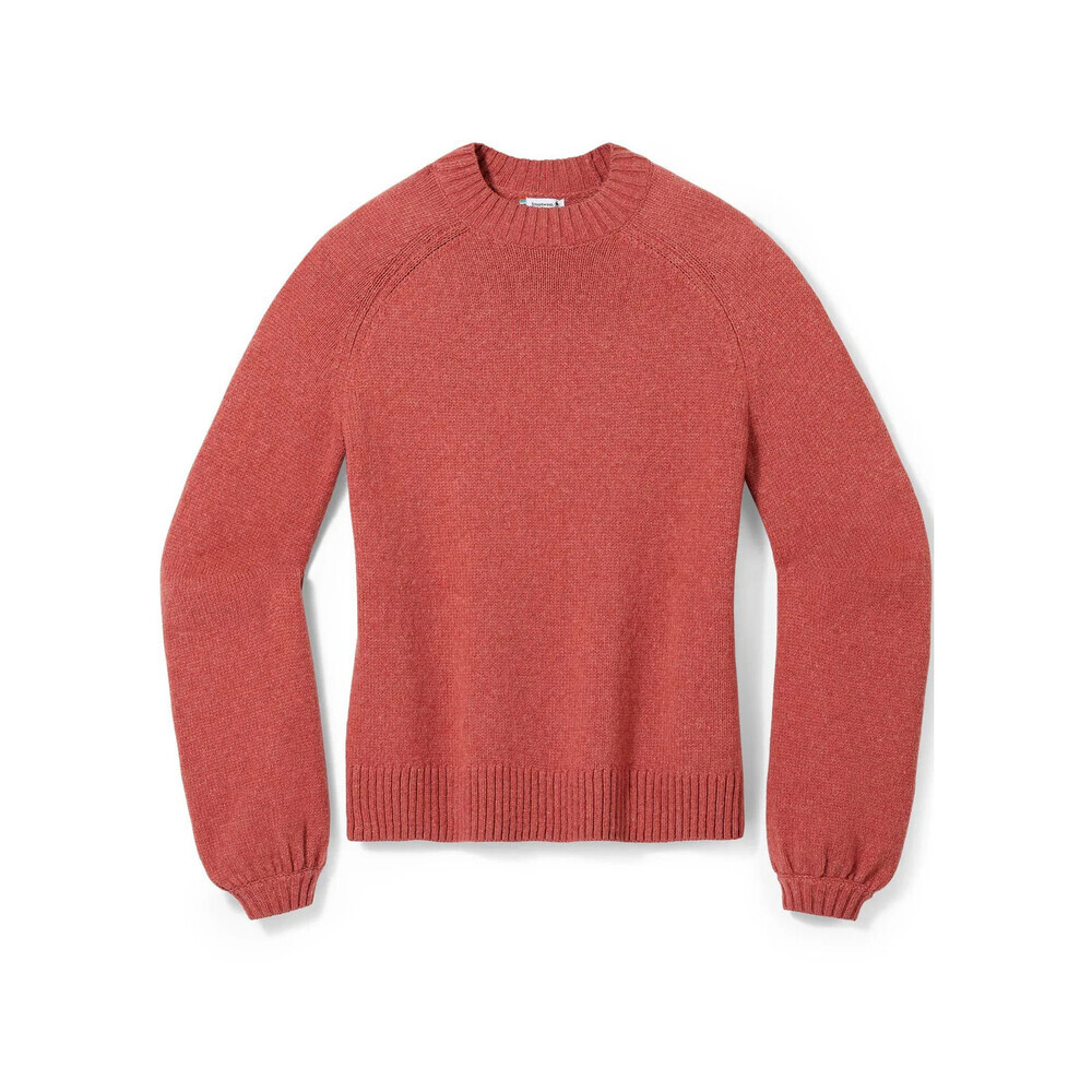 Smartwool Cozy Lodge Sweater Womens Small Dusty Cedar Heather Bell Sleeve RED831
